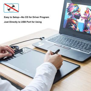 Graphics Drawing Tablet, UGEE M708 10 x 6 inch Large Drawing Tablet with 8 Hot Keys, Passive Stylus of 8192 Levels Pressure,