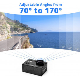Dragon Touch Vision 3 - Caméra d'Action 4K avec 20MP, Étanche & Grand Angle