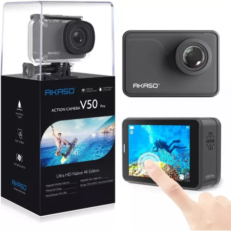 AKASO V50 Pro Native 4K30fps 20MP WiFi Action Camera with EIS Touch Screen 100 feet Waterproof Camera Web Camera Support