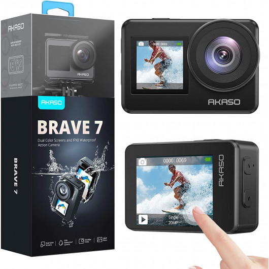 AKASO Brave 7 - 4K30FPS 20MP WiFi Action Camera with Dual Screens