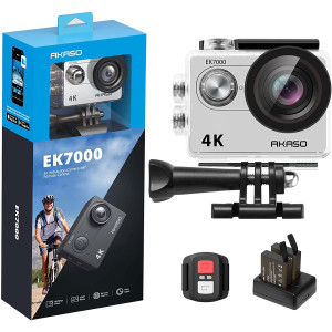 AKASO EK7000 4K30FPS Action Camera Ultra HD Underwater Camera 170 Degree Wide Angle 98FT Waterproof Camera Silver