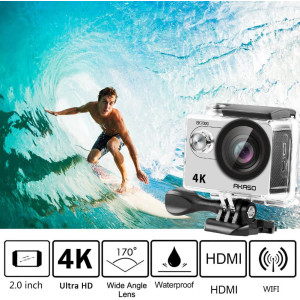 AKASO EK7000 4K30FPS Action Camera Ultra HD Underwater Camera 170 Degree Wide Angle 98FT Waterproof Camera Silver