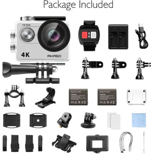 AKASO EK7000 4K30FPS Action Camera Ultra HD Underwater Camera 170 Degree Wide Angle 98FT Waterproof Camera Silver