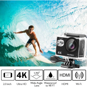 AKASO EK7000 4K30FPS Action Camera Ultra HD Underwater Camera 170 Degree Wide Angle 98FT Waterproof Camera Silver