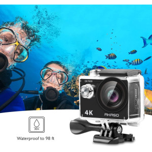 AKASO EK7000 4K30FPS Action Camera Ultra HD Underwater Camera 170 Degree Wide Angle 98FT Waterproof Camera Silver
