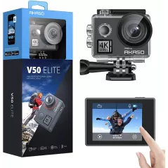 AKASO V50 Elite 4K60fps Touch Screen WiFi Action Camera Voice Control EIS Web Camera 131 feet Waterproof Camera Adjustable View
