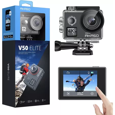 AKASO V50 Elite 4K60fps Touch Screen WiFi Action Camera Voice Control EIS Web Camera 131 feet Waterproof Camera Adjustable View