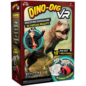 Abacus Brands Dino Dig VR - Virtual Reality Kids Science Kit, Book and Interactive STEM Learning Activity Set