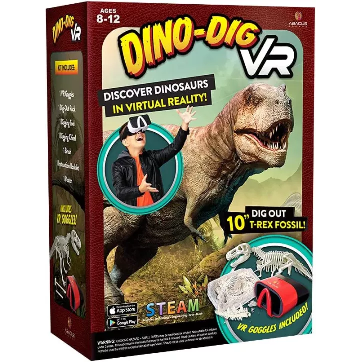 Dino Dig VR dAbacus Brands : Kit Scientifique de Réalité Virtuelle pour Jeunes Explorateurs de Dinosaures !