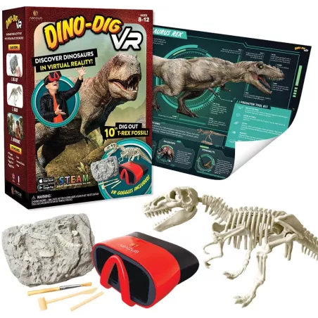 Dino Dig VR dAbacus Brands : Kit Scientifique de Réalité Virtuelle pour Jeunes Explorateurs de Dinosaures !