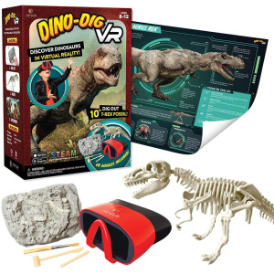 Abacus Brands Dino Dig VR - Virtual Reality Kids Science Kit, Book and Interactive STEM Learning Activity Set