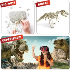 Abacus Brands Dino Dig VR - Virtual Reality Kids Science Kit, Book and Interactive STEM Learning Activity Set