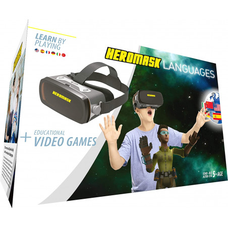 Heromask Virtual Reality Headset for Children + Video Games to Learn Spanish Italian etc [Language Learning] Stem Toys. Kids