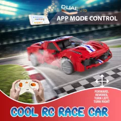 WISEPLAY: Jeu de Construction STEM 2-en-1 - Voiture de Course Télécommandée à Assembler!