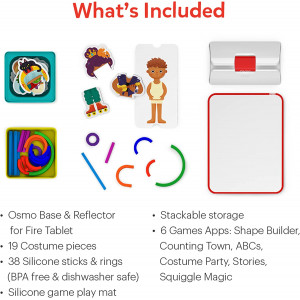 Osmo - Little Genius Starter Kit for Fire Tablet-4 Educational Learning Games-Preschool Ages 3-5-Phonics, Problem Solving &