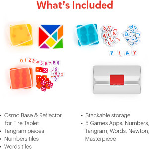 Osmo - Genius Starter Kit for Fire Tablet - 5 Educational Learning Games-Ages 6-10-Spelling, Math, Creativity & More-STEM Toy