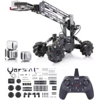 VANLINNY Smart Robot Arm Kit,2-in 1 Science Kits with 4-DOF Robotic Car,Electronic Programming DIY Toy for Kids Ages 8+,Promotes
