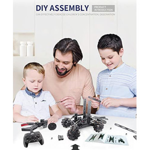 VANLINNY Smart Robot Arm Kit,2-in 1 Science Kits with 4-DOF Robotic Car,Electronic Programming DIY Toy for Kids Ages 8+,Promotes