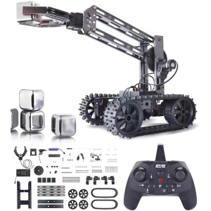 VANLINNY Smart Robot Arm Kit,2-in 1 Science Kits with 4-DOF Robotic Car,Electronic Programming DIY Toy for Kids Ages 8+,Promotes
