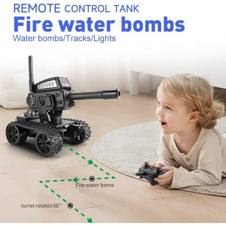 VANLINNY RC Tank,Robot Kit for Boys Girls,2-in-1 DIY Remote Control Car with 2000 Water Beads All Terrain Monster Truck,STEM