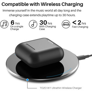 TOZO T6 True Wireless Earbuds Bluetooth Headphones Touch Control with Wireless Charging Case IPX8 Waterproof Stereo Earphones