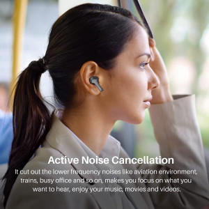 TOZO NC2 Hybrid Active Noise Cancelling Wireless Earbuds, in-Ear Detection Headphones, IPX6 Waterproof Bluetooth 5.2 Stereo