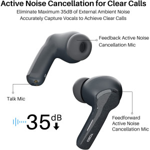 TOZO NC2 Hybrid Active Noise Cancelling Wireless Earbuds, in-Ear Detection Headphones, IPX6 Waterproof Bluetooth 5.2 Stereo