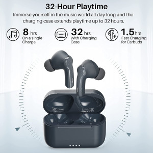 TOZO NC2 Hybrid Active Noise Cancelling Wireless Earbuds, in-Ear Detection Headphones, IPX6 Waterproof Bluetooth 5.2 Stereo