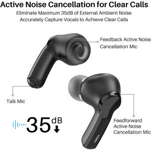 TOZO NC2 Hybrid Active Noise Cancelling Wireless Earbuds, in-Ear Detection Headphones, IPX6 Waterproof Bluetooth 5.2 Stereo