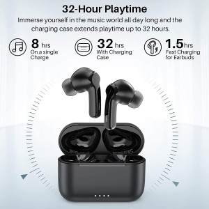 TOZO NC2 Hybrid Active Noise Cancelling Wireless Earbuds, in-Ear Detection Headphones, IPX6 Waterproof Bluetooth 5.2 Stereo
