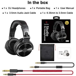 OneOdio Wired Over Ear Headphones Studio Monitor & Mixing DJ Stereo Headsets with 50mm Neodymium Drivers and 1/4 to 3.5mm Audio