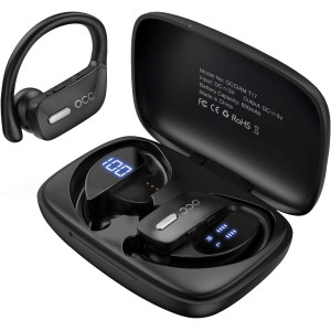 Wireless Earbuds occiam Bluetoth Headphones 48H Play Back Earphones in Ear Waterproof with Microphone LED Display for Sports
