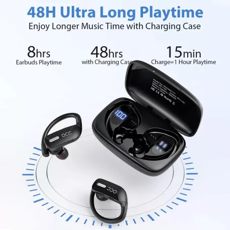 Écouteurs Bluetooth Sportifs T17 Occiam : Basses Profondes, 40H dAutonomie & Étanches IPX5