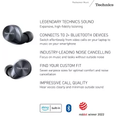 Technics EAH-AZ60: Écouteurs Bluetooth à Réduction de Bruit, Son Haute Fidélité et Appels Clairs