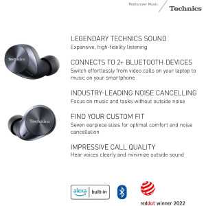 Technics EAH-AZ60: Écouteurs Bluetooth à Réduction de Bruit, Son Haute Fidélité et Appels Clairs