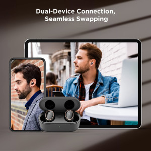 1MORE EVO Noise Cancelling Earbuds, Audiophile Headphones with Dual Drivers, Adaptive ANC, Bluetooth Headphones, HiFi Sound,