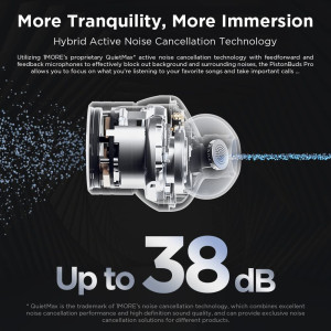 1MORE PistonBuds Pro Hybrid Active Noise Canceling Wireless Earbuds, Bluetooth 5.2 Headphones, 12 Studio-Grade EQs, AAC, 30h