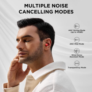 1MORE ComfoBuds Mini Hybrid Active Noise Cancelling Earbuds, in-Ear Headphones with Stereo Sound, Bluetooth 5.2 Headset with 4