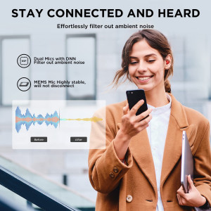 1MORE ComfoBuds Mini Hybrid Active Noise Cancelling Earbuds, in-Ear Headphones with Stereo Sound, Bluetooth 5.2 Headset with 4