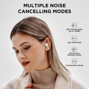 1MORE ComfoBuds Mini Hybrid Active Noise Cancelling Earbuds, in-Ear Headphones with Stereo Sound, Bluetooth 5.2 Headset with 4