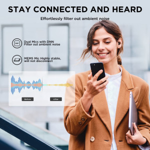 1MORE ComfoBuds Mini Hybrid Active Noise Cancelling Earbuds, in-Ear Headphones with Stereo Sound, Bluetooth 5.2 Headset with 4