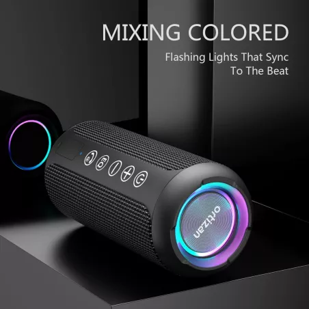 Ortizan Enceinte Bluetooth Étanche: Son Hi-Fi 360°, Autonomie 30H, Lumières RGB – Le Son qui Vous Suit!