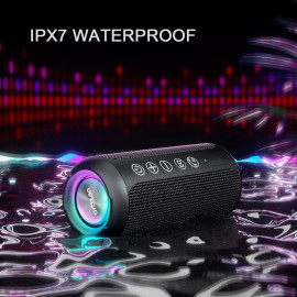 Enceinte Bluetooth Portable Ortizan - Étanche IPX7, Son Stéréo 24W, Lumières RGB, 30H d'Autonomie