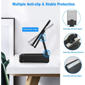 Cell Phone Stand with Wireless Bluetooth Speaker and Anti-Slip Base HD Surround Sound Perfect for Home and Outdoors with