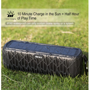 ABFOCE Solar Bluetooth Speaker Portable Outdoor Bluetooth IPX6 Waterproof Speaker with 5000mAh Power Bank,60 Hours Play Time