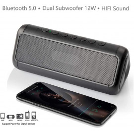 Enceinte Bluetooth Solaire - 5000mAh, 50H d'Autonomie, Étanche IPX6