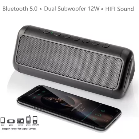 Enceinte Bluetooth Solaire Étanche : 50H dAutonomie, Basses Puissantes, Charge USB/Solaire - Idéale Outdoor!