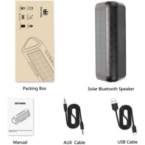 Friengood Solar Bluetooth Speaker 12W，IPX6 Waterproof Portable Wireless Speaker，50+ Hours Playtime Subwoofer，Bluetooth 4.2
