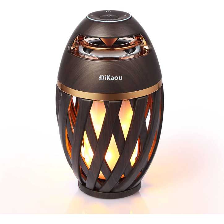 DIKAOU Enceinte Flamme LED : Ambiance Torche, Bluetooth, Son HD, Parfaite pour lExtérieur!