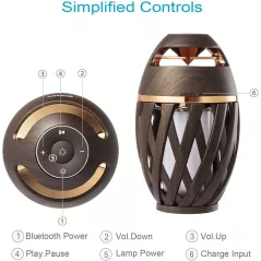 DIKAOU Led Flame Speaker, Torch Atmosphere Bluetooth Speakers&Outdoor Portable Stereo Speaker with HD Audio and Enhanced